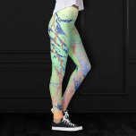 Leggings Marbre vif | Aquarelle couleur gras pastel<br><div class="desc">Marbre brillant d'aquarelle brillant dans un jaune riche et vibrant, corail orange, bleu turquoise, et une palette claire d'ombre d'inspiration unicorne verte. Ce dégradé féminin peint à la main ajoute une parfaite couleur pop. De la collection "Modern Watercolor Marbles", ce design présente des tourbillons fluides abstraits créant un motif cool...</div>