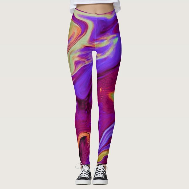Leggings marbrés dans Maroon et Exercice d'amuseme (Devant)