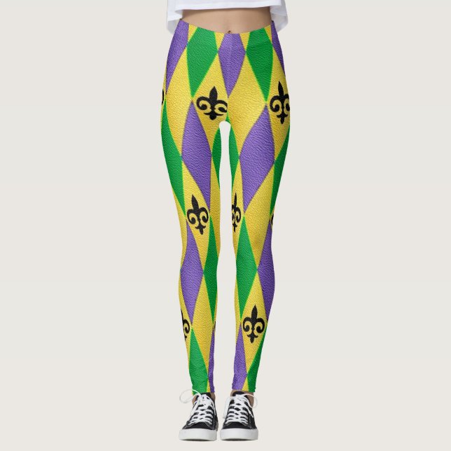 Leggings Mardi Gras Arlequin Fleur De Lis (Devant)