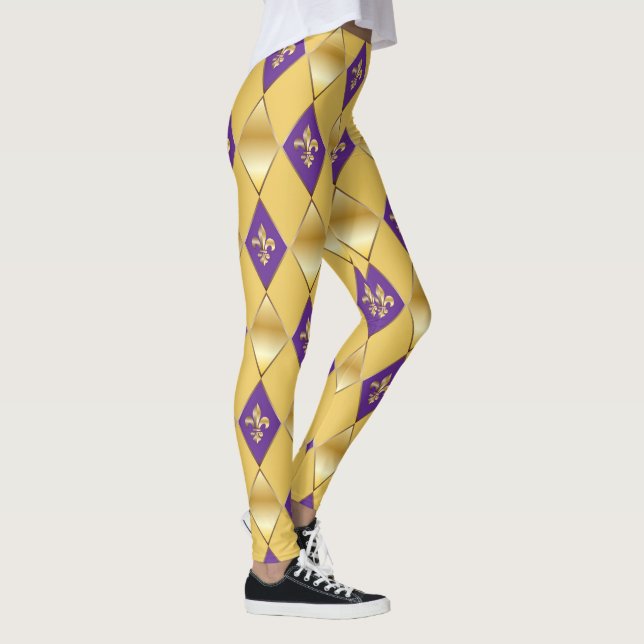 Leggings Mardi Gras Carnaval Fleur de Lis Diamond Arlequin (Droite)