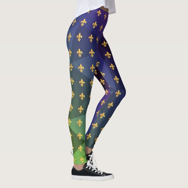 Leggings Mardi Gras Carnaval Fleur de Lis Diamond Arlequin (Droite)