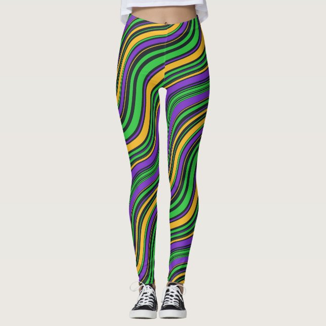 Leggings Mardi Gras Carnaval violet or et vert (Devant)