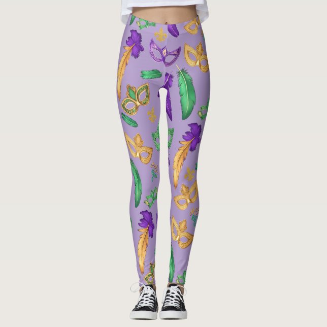 Leggings Mardi Gras coloré à motifs (Devant)