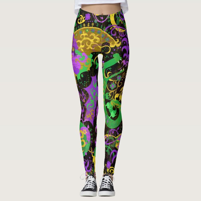 Leggings Mardi Gras de couleurs complexes Dragon Damas (Devant)