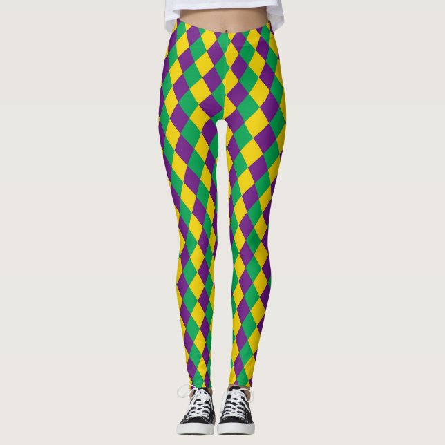 Leggings Mardi Gras Diamonds : Motif festif dynamique (Devant)