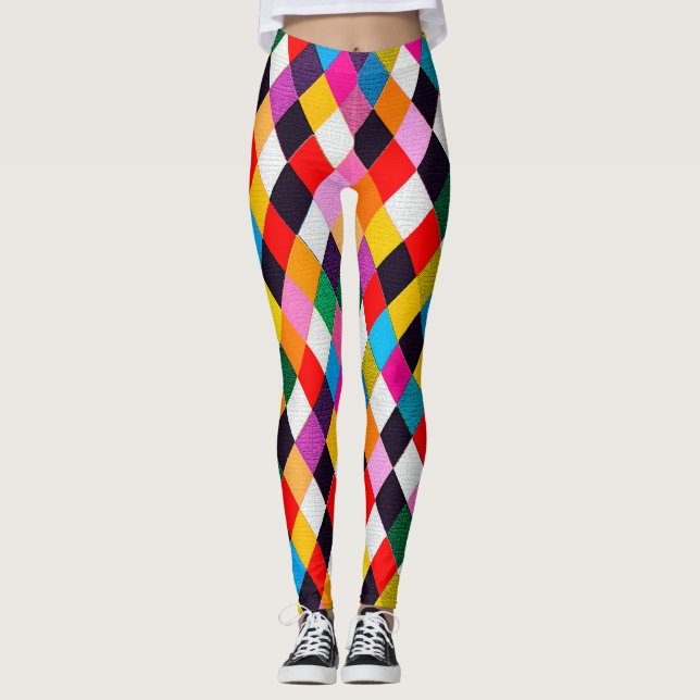 Leggings MARDI GRAS HARLEQUIN MOTIF coloré Rhombi (Devant)