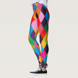 Leggings MARDI GRAS HARLEQUIN MOTIF coloré Rhombi