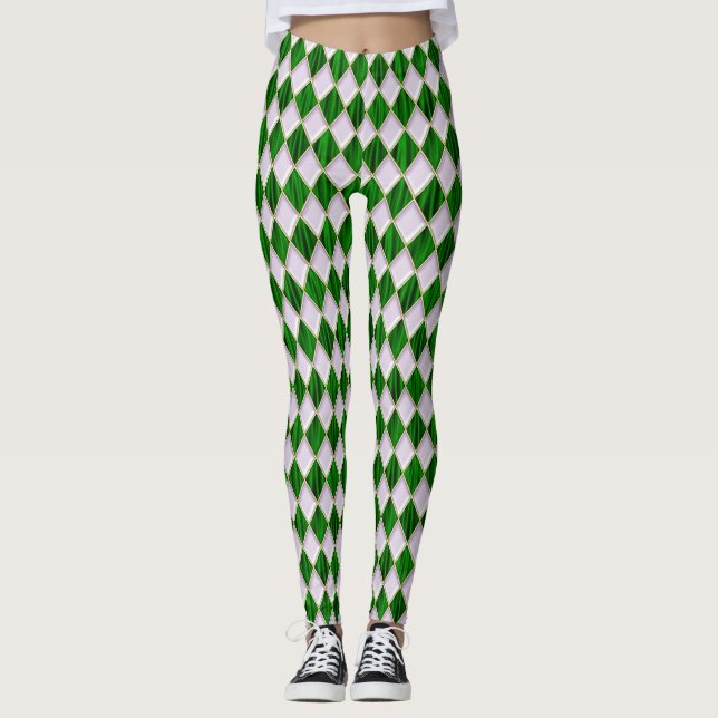 Leggings Mardi Gras Leggings, Diamond Harlequin Jester (Devant)