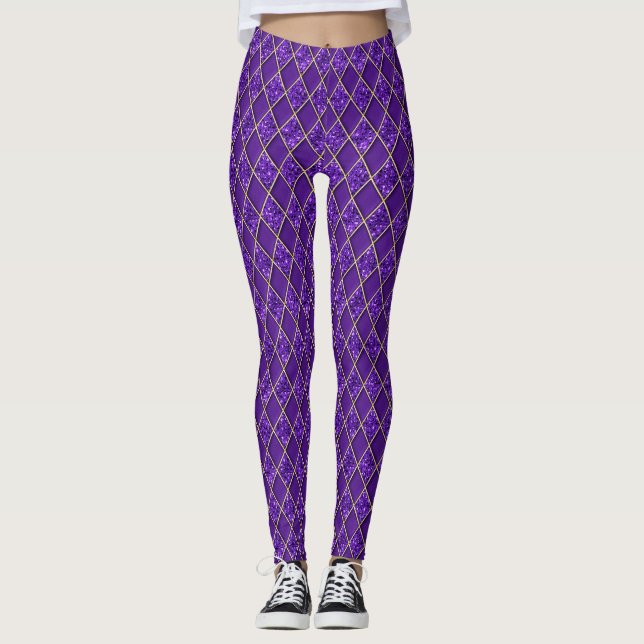 Leggings Mardi Gras Leggings, Diamond Harlequin Jester (Devant)