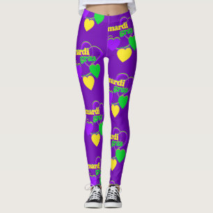 Leggings Mardi Gras New Orleans Purple Green Jaune mignonne