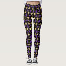 MARDI GRAS PURPLE BLACK GOLD ACTIVE LEGINGS