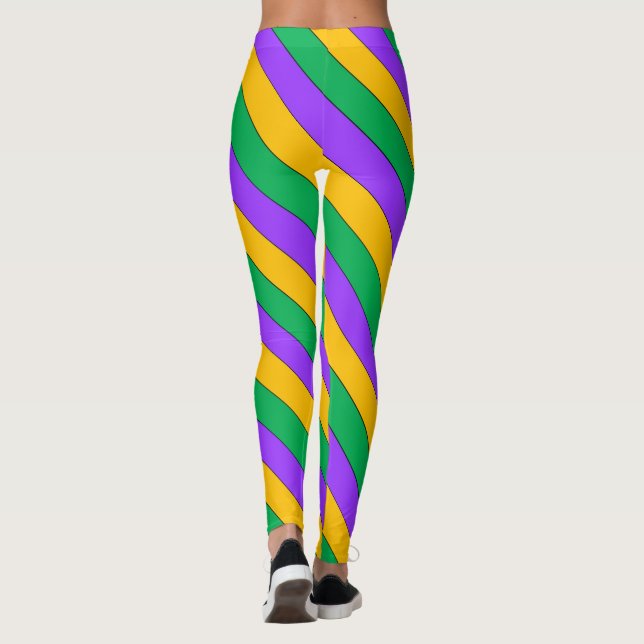 Leggings Mardi Gras Stripes Motif violet vert jaune (Dos)