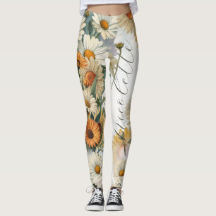 Leggings Marguerite de naissance d'avril personnalisée
