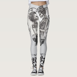 Leggings Mariage de couple d'amour squelette