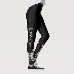 Leggings Mariée noire florale et femme de ménage
