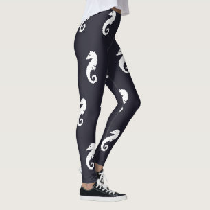 Leggings marine bleu et blanc SEAHORSE nautique