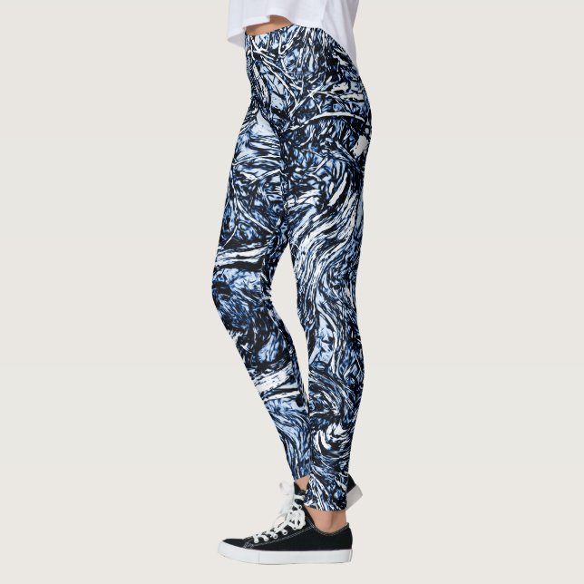 Leggings Marine Blue Nature Motif Abstrait (Gauche)
