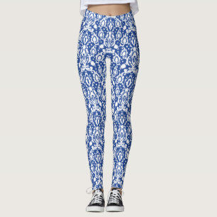Leggings Marocain bleu et blanc moderne Casbah Damask