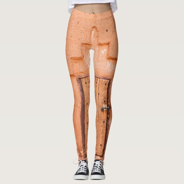 Leggings Marocain Traditionnel Texture De Fenêtre En Bois (Devant)