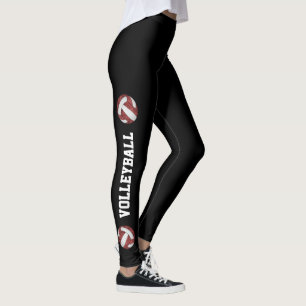Leggings maroon blanc volleyballs w texto jambe