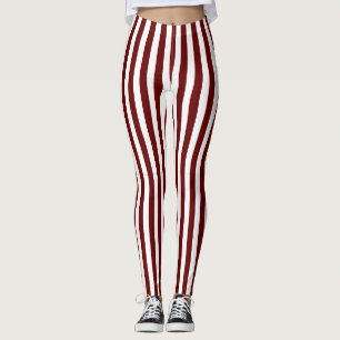 Leggings Maroon classique et bandes verticales blanches