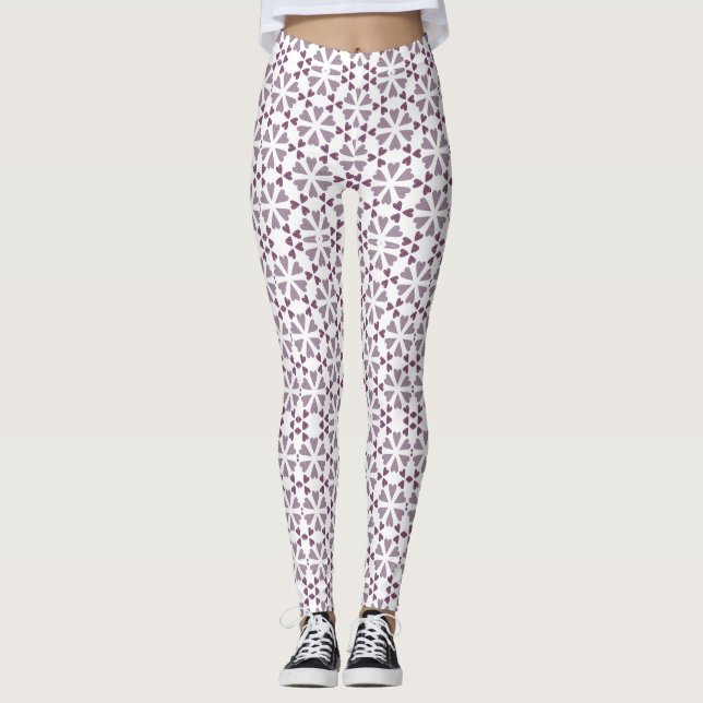 Leggings Maroon/Plum Valentine Legings géométriques pour fe (Devant)