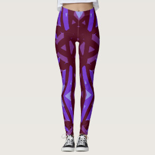 Leggings Maroon rose violet foncé Abstrait Motif géométriqu