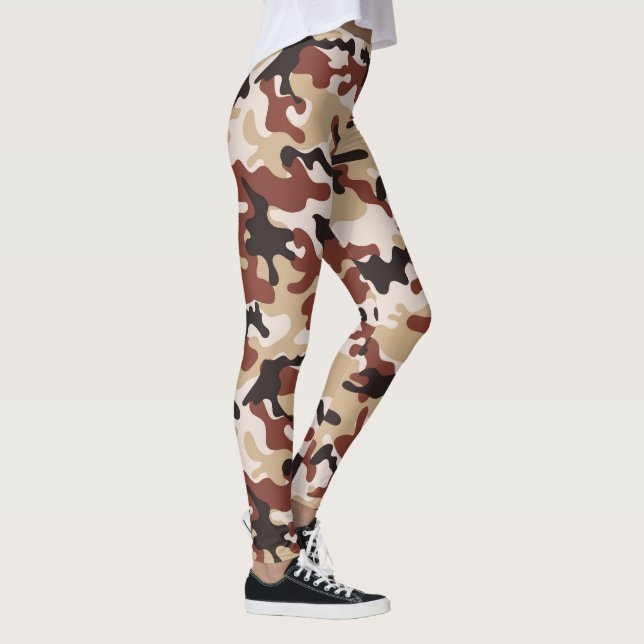 Leggings Marron, camouflage noir blanc et beige (Droite)