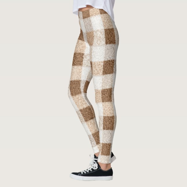 Leggings Marron Chaud Crème Chocolat Rayures à Carreaux (Gauche)