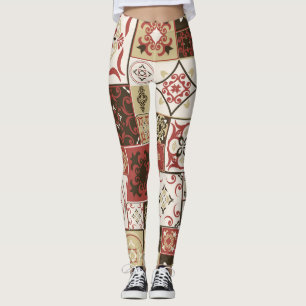 Leggings Marsala Marsala Marsala Motif en Carrelage