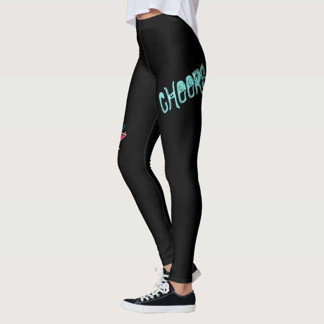 Leggings Martini - Boisson d'alcool Pop Art, rose et turquo (Gauche)