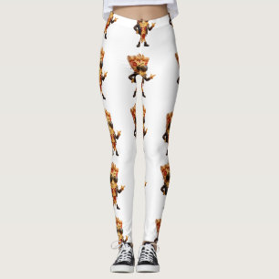 Leggings Mascotte de tranche de pizza cool en veste de cuir