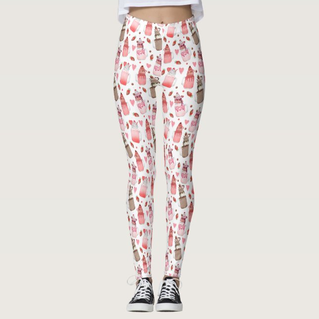 Leggings Mason Jar Milkshakes Valentine Motif (Devant)