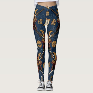 Leggings Masque de Samouraï Japonais et Motif de Katana