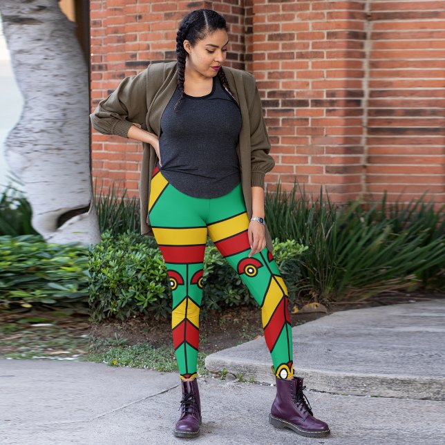 Leggings masque de tiki aztèque coloré (Créateur téléchargé)