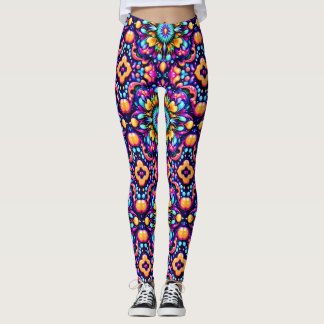 Leggings MASSIVELY BRIGHT DESIGN ~ Purple Orange ~ 