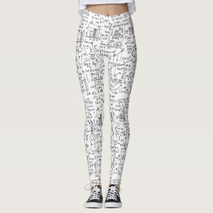 Leggings mathématiques gribouillages noir et blanc