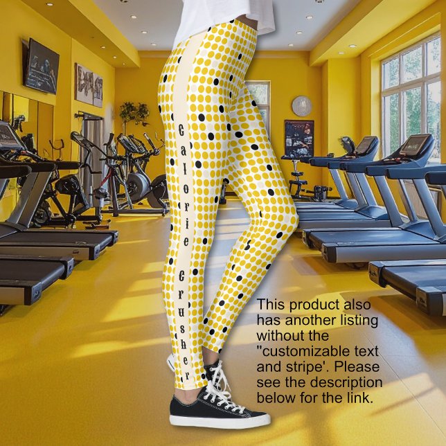 Leggings Matrice de points - Option texte noir crème jaune (Dot Matrix - Yellow Cream Black-Text Option Leggings)