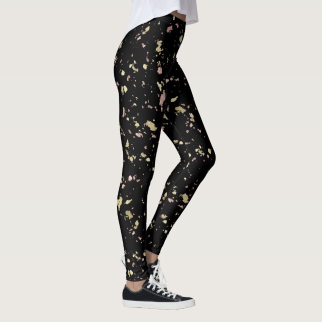 Leggings Matte Gold et Rose Gold Flakes Noir (Droite)