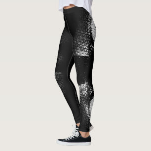 Leggings Mauvais yeux de chat demi-ton noir et blanc graphi
