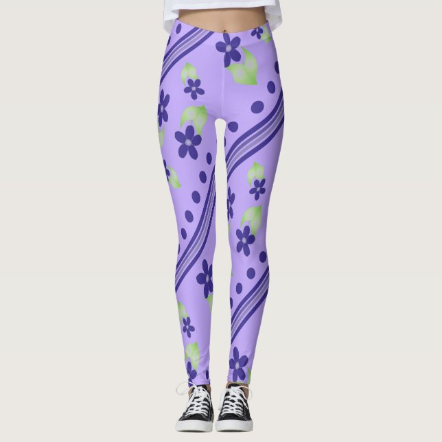 Leggings Mauve Avec Fleurs Violettes (Devant)