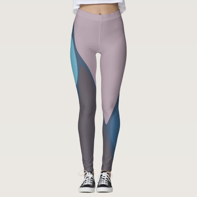 Leggings Mauve et bleu graphique II (Devant)