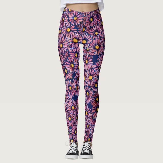 Leggings Mauve Moody Daisies (Devant)