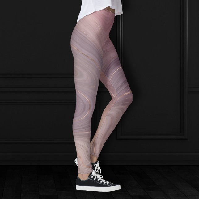 Leggings Mauve Strata | Dusty Rose et Rose Gold Agate (Créateur téléchargé)