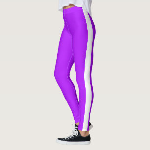 Leggings mauves à bandes blanches - Couleurs perso