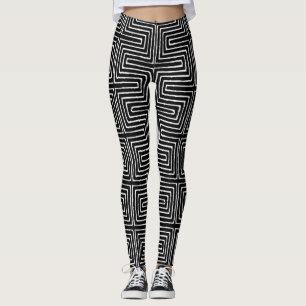 Leggings Maze noir et blanc Vêtements de boue africaine