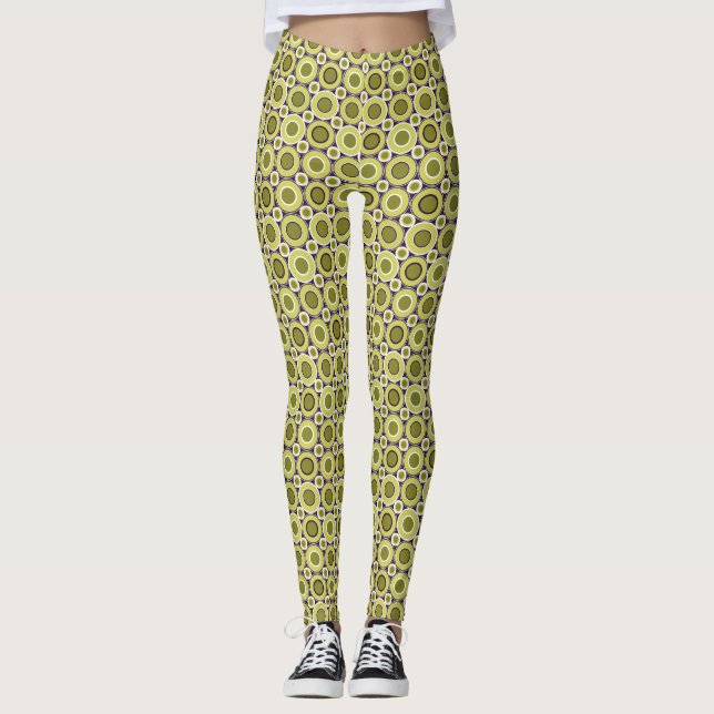 Leggings Mazipoodles Bitétisent Des Dinuts Vert Olive Avec  (Devant)