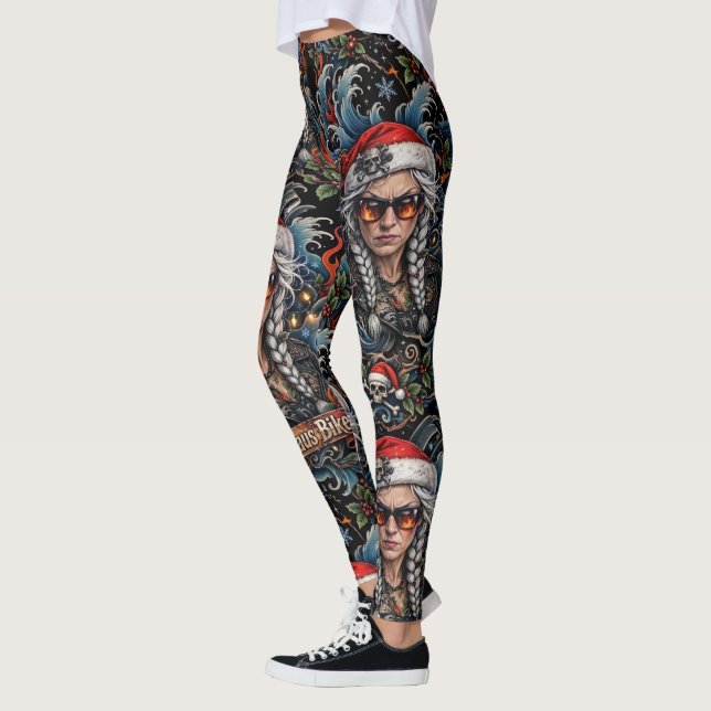 Leggings Méchante Mme Claus Biker Noël (Gauche)