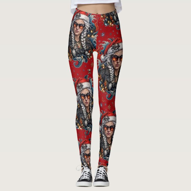 Leggings Méchante Mme Claus Biker Noël (Devant)