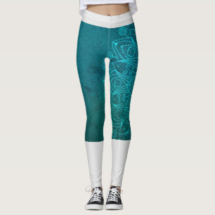 Leggings Médaille de yoga bleu mandala